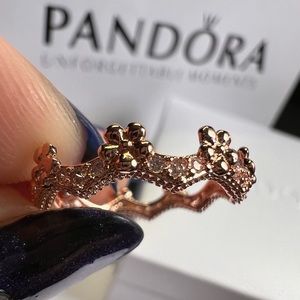 Pandora Flower Crown Ring Rose Gold CZ